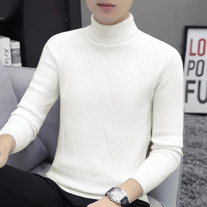 Herren-Strickpullover mit Zopfmuster und Rollkragen