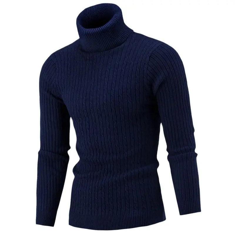 Herren-Strickpullover mit Rollkragen und Zopfmuster