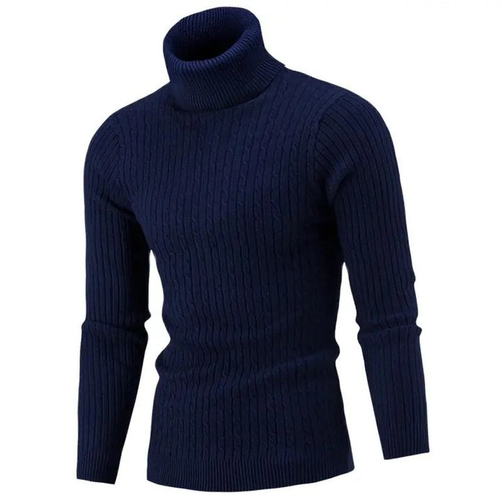 Herren-Strickpullover mit Rollkragen und Zopfmuster
