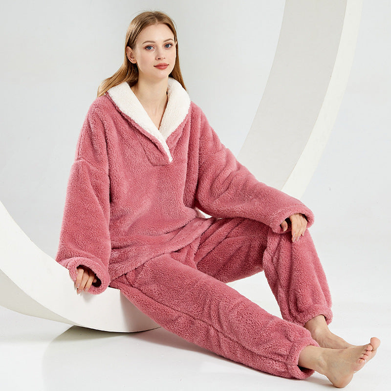 Damen-Schlafanzug-Set aus dickem, weichem Fleece