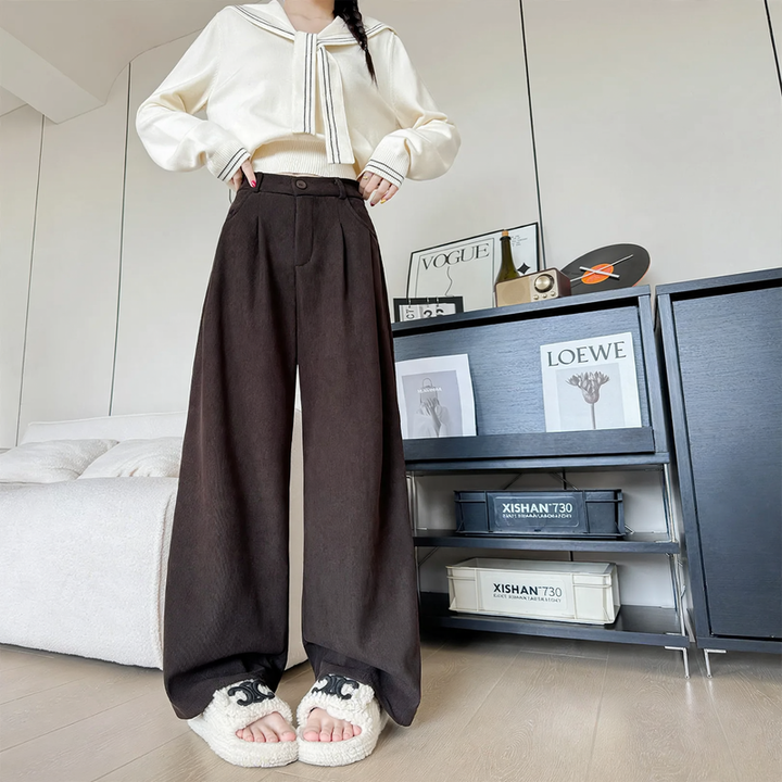 Damen-Cordhose mit weitem Bein und geradem Schnitt