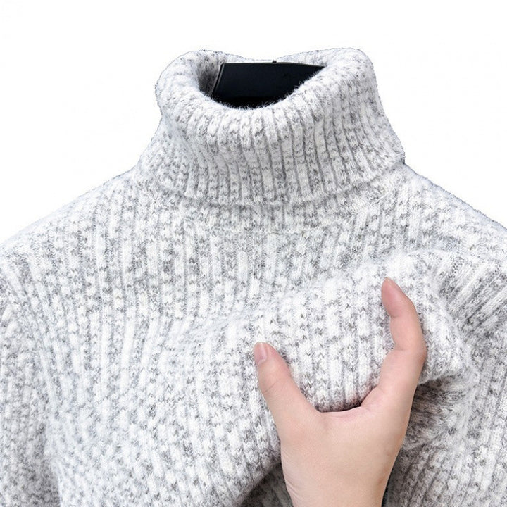 Warmer Herren Rollkragenpullover mit Wollanteil und Futter