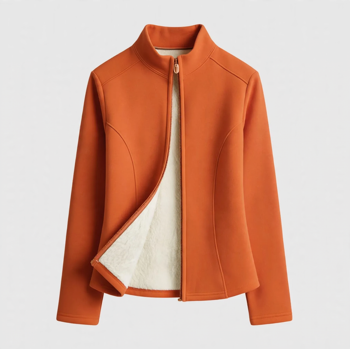 Gefütterte Yoga-Jacke mit Reißverschluss und Taillierung