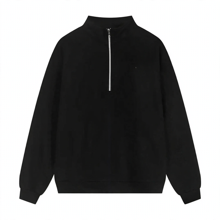 Unisex-Pullover mit Reißverschluss und Buchstaben-Print