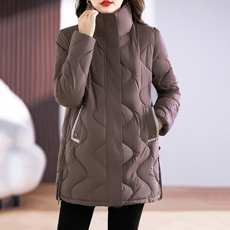 Lange Damen-Winterjacke mit Stehkragen