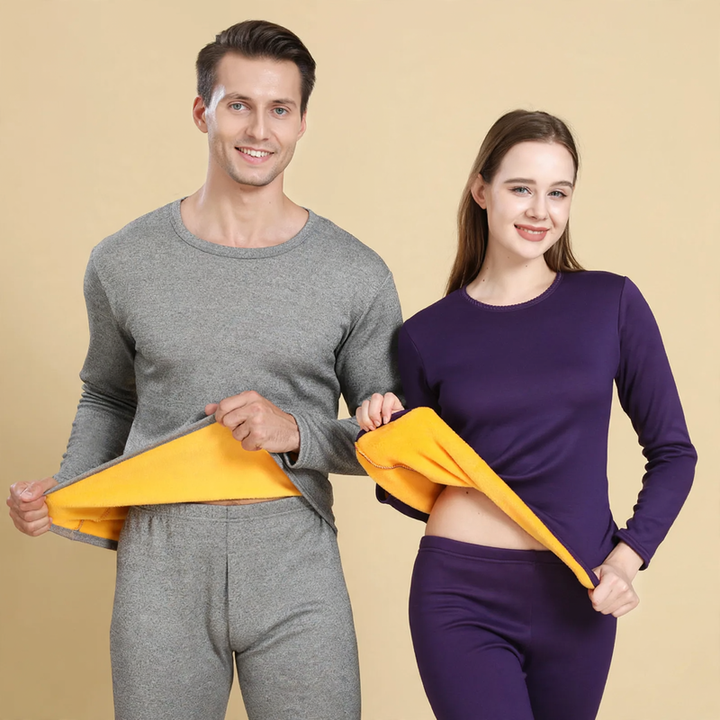 Thermo-Unterwäsche-Set, gefüttert, Rundhalsausschnitt