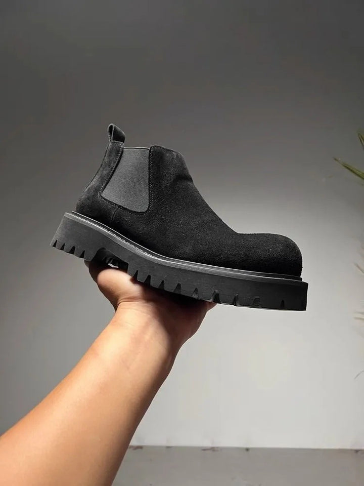 Herren-Chelsea-Stiefel aus Wildleder-Optik, flacher Absatz