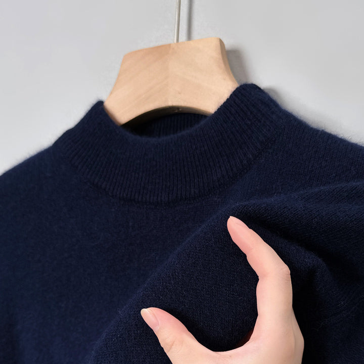Herren-Strickpullover mit Stehkragen, einfarbig