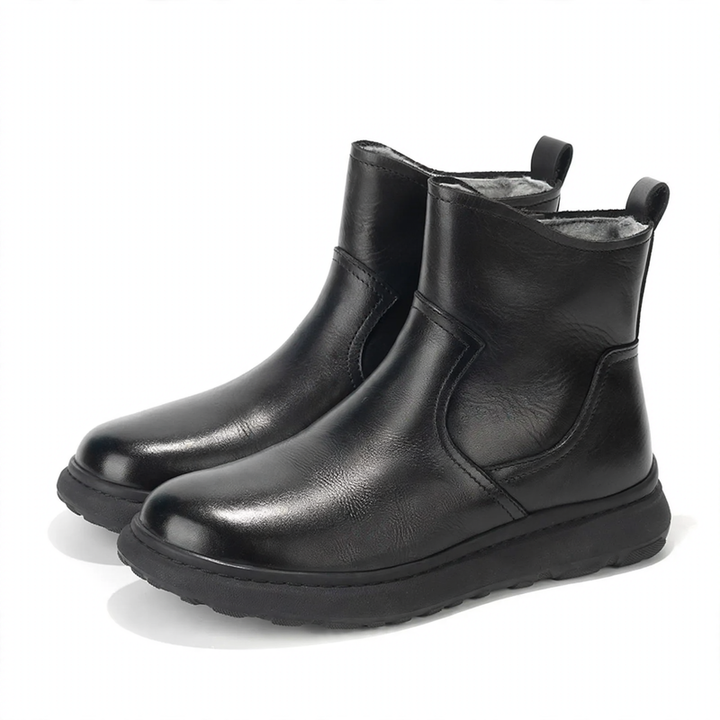 Herren-Winterstiefel aus Leder mit Lammfell