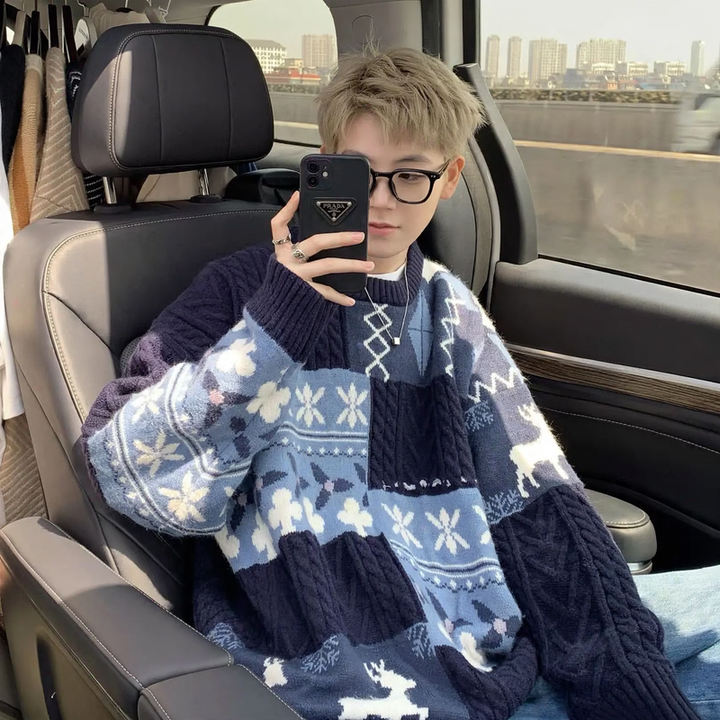 Herren-Strickpullover im Fair-Isle-Stil