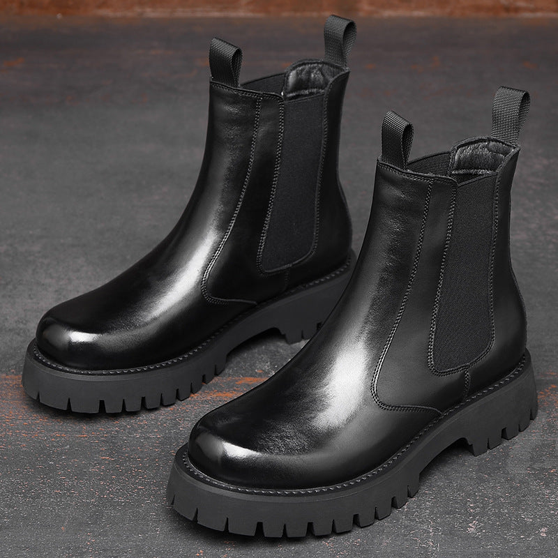 Herren-Martinsstiefel, Echtleder, gefüttert, Plateau