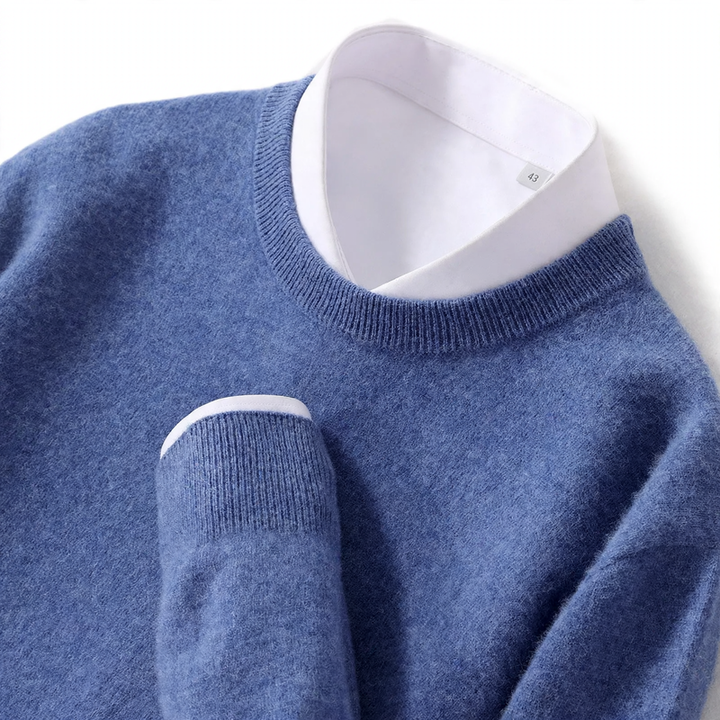 Herren-Wollpullover mit Rundhalsausschnitt
