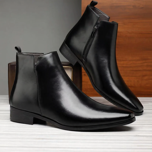 Herren-Chelsea-Boots, hoch, Kunstleder