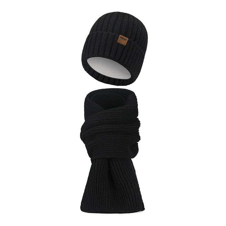 Unisex Strickmützen- und Schal-Set, gefüttert