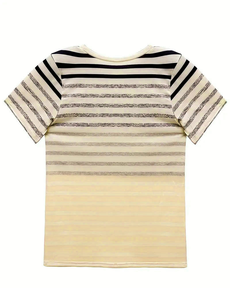 Drune | T-Shirt Rundhals Kurzarm Gestreift