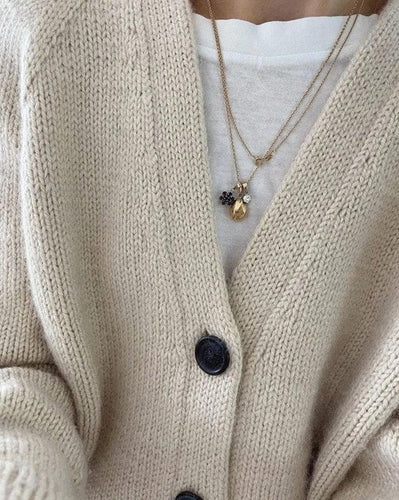 Drune | Melonenfarbener Pullover mit Langen Ärmeln und V-Ausschnitt