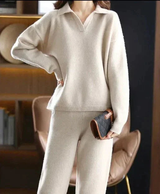 Drune | 2-Teiliges Set Für Damen Mit Oversize Trainingsanzug, Polokragen, Pullover Und Hose