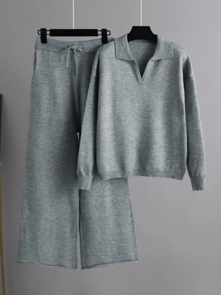 Drune | 2-Teiliges Set Für Damen Mit Oversize Trainingsanzug, Polokragen, Pullover Und Hose