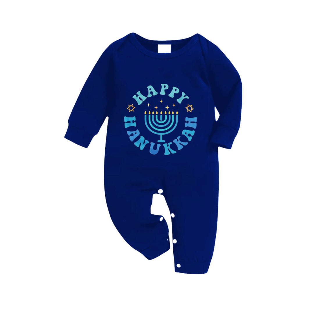 Drune | Familie Frohes Hanukkah Blau&Weiße Karierte Matching-Pajamas