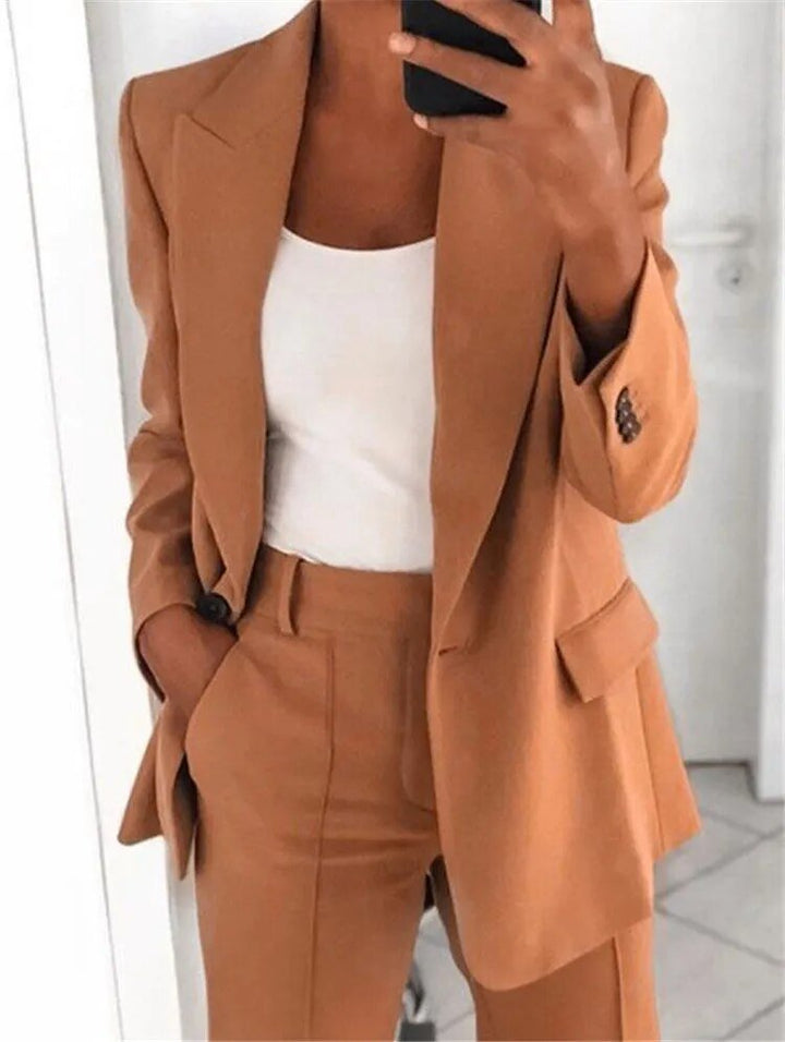 Blazer und Weite Bein Hose Zweiteiliges Set