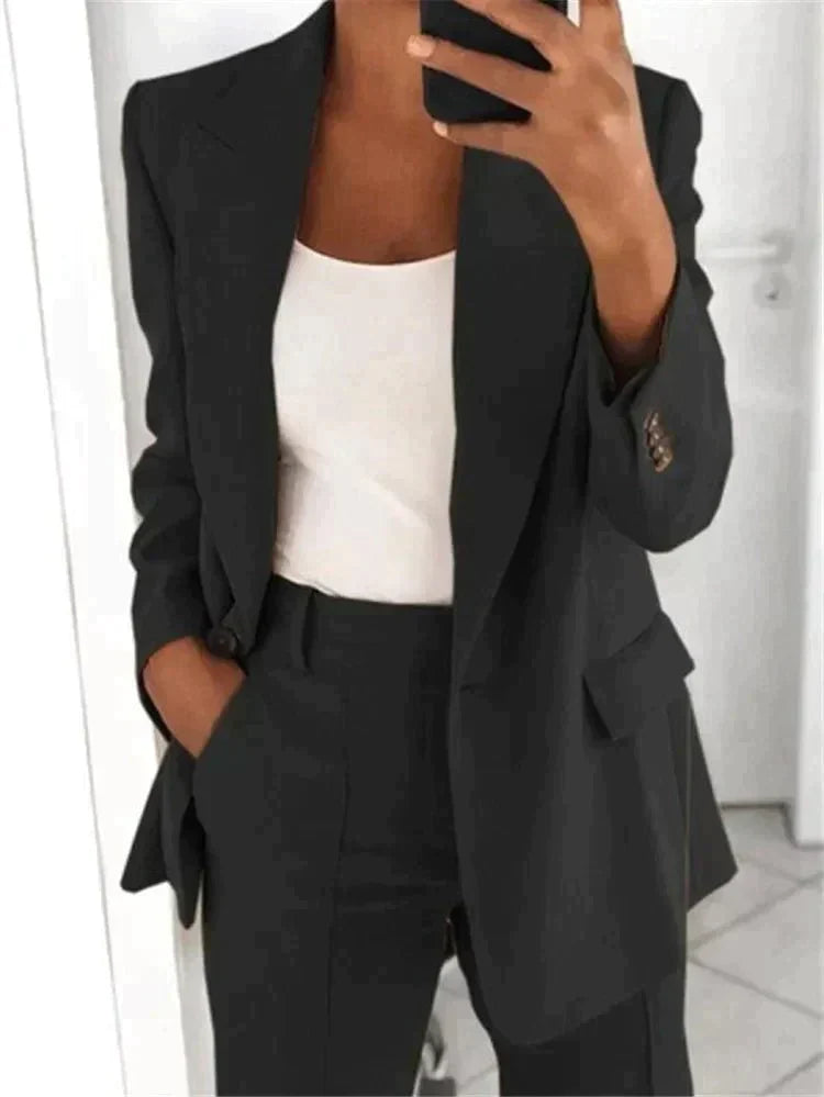 Blazer und Weite Bein Hose Zweiteiliges Set