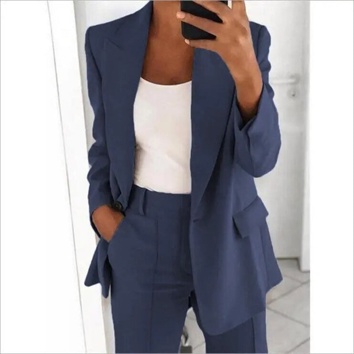 Blazer und Weite Bein Hose Zweiteiliges Set