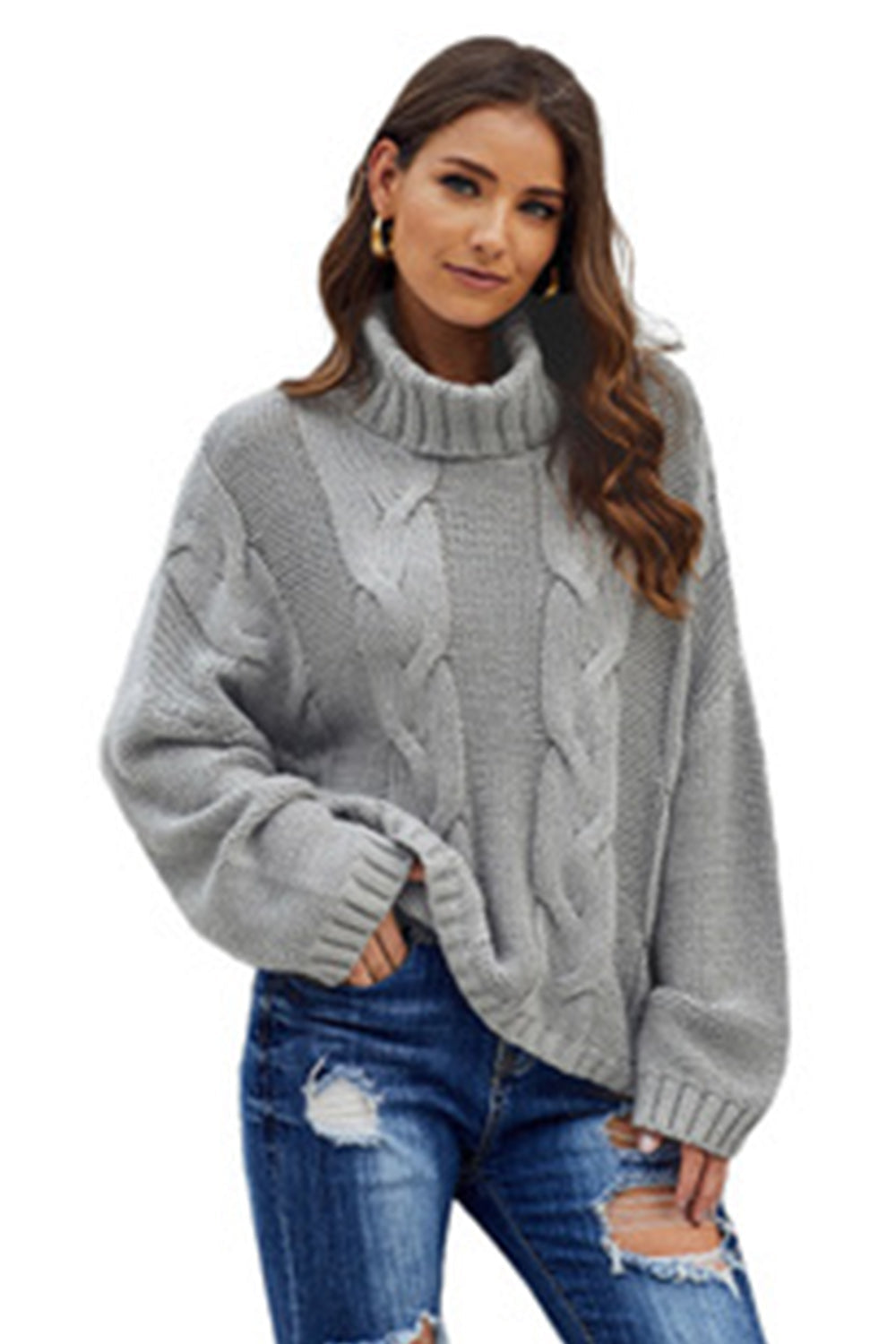 Drune Gedrehter Strick Langarmpullover