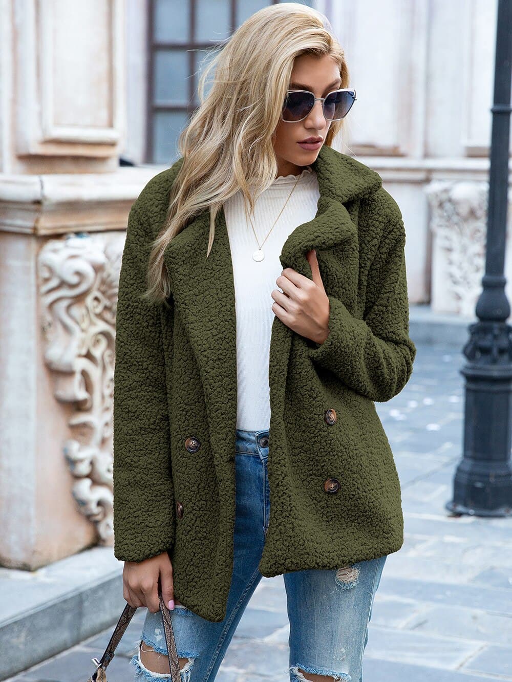 Drune | Pelzjacke - Doppelte Knopfleiste - Weiche & Warme Teddy-Textur - Elegantes Design