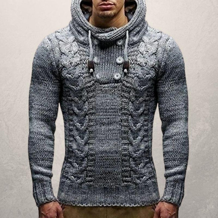 Drune | Wool Kabelstrick Kapuzenpullover Slim Passform Pullover