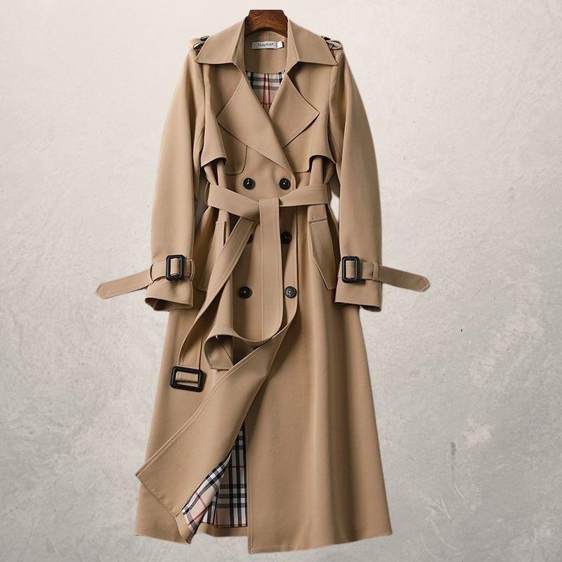 Drune | Trenchcoat Doppelreiher Taillengürtel Sturmklappe Verstellbare Bündchen