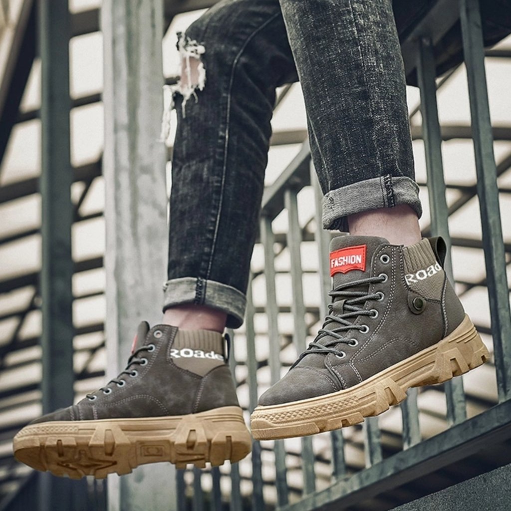 Drune | Schuhe Hohe Sneaker Strapazierfähige Sohle Schnürung Bequemer Rippkragen
