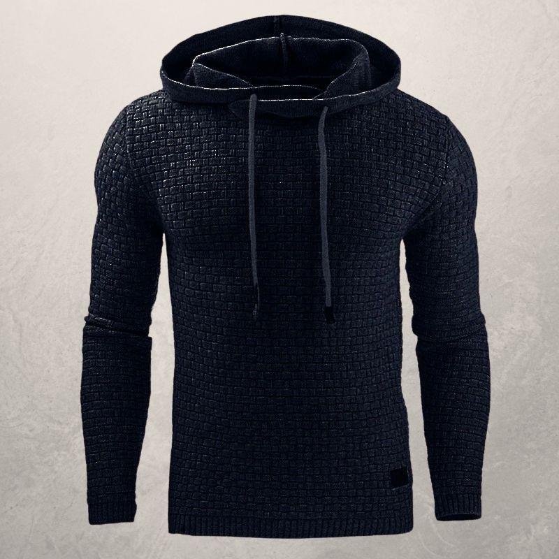 Drune | Kapuzenpullover Slim Passform Weiches Strickmaterial Karomuster Lange Ärmel