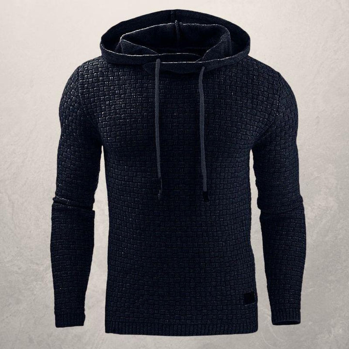 Drune | Kapuzenpullover Slim Passform Weiches Strickmaterial Karomuster Lange Ärmel