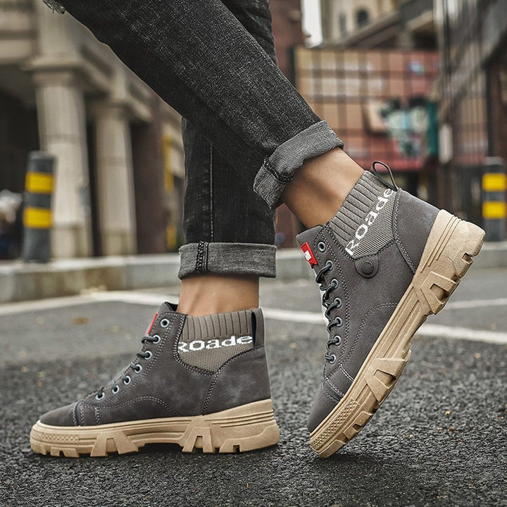 Drune | Schuhe Hohe Sneaker Strapazierfähige Sohle Schnürung Bequemer Rippkragen