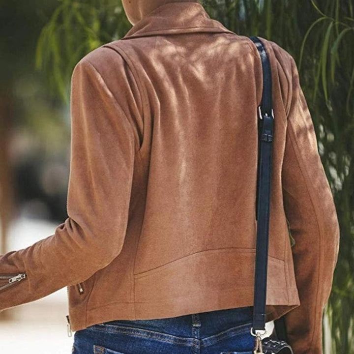 Drune | Kurze Wildlederjacke mit Reißverschlüssen Kunstleder Modern und Stylisch
