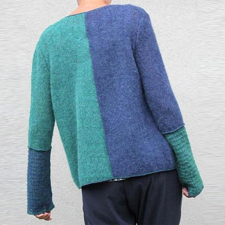 Drune | Relaxed Fit Sweatshirt - Farbblock Knopf-Front Sweatshirt