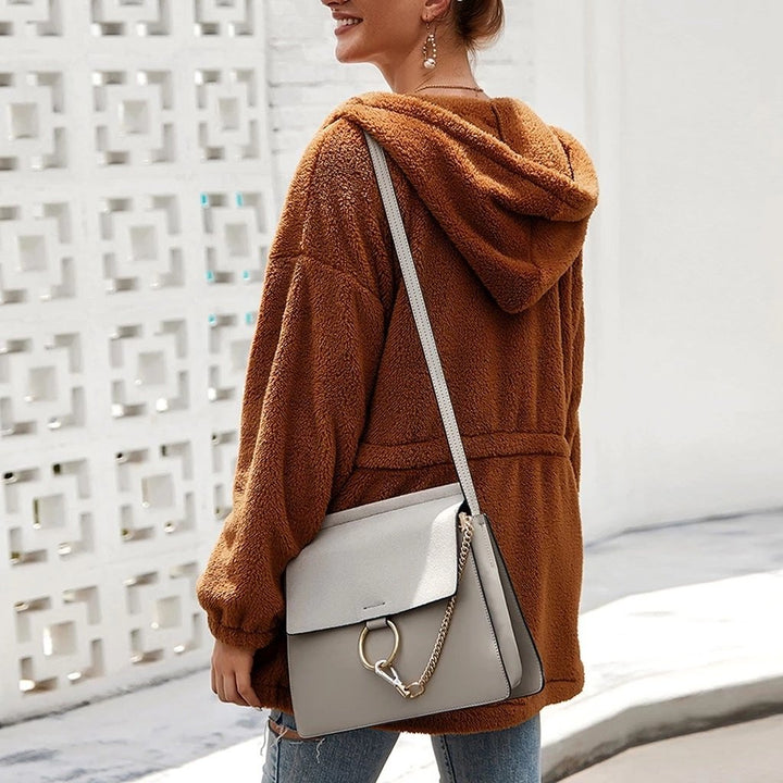 Drune | Teddyjacke Weicher Plüsch Kapuze & Reißverschluss Übergroß Fit Taschen