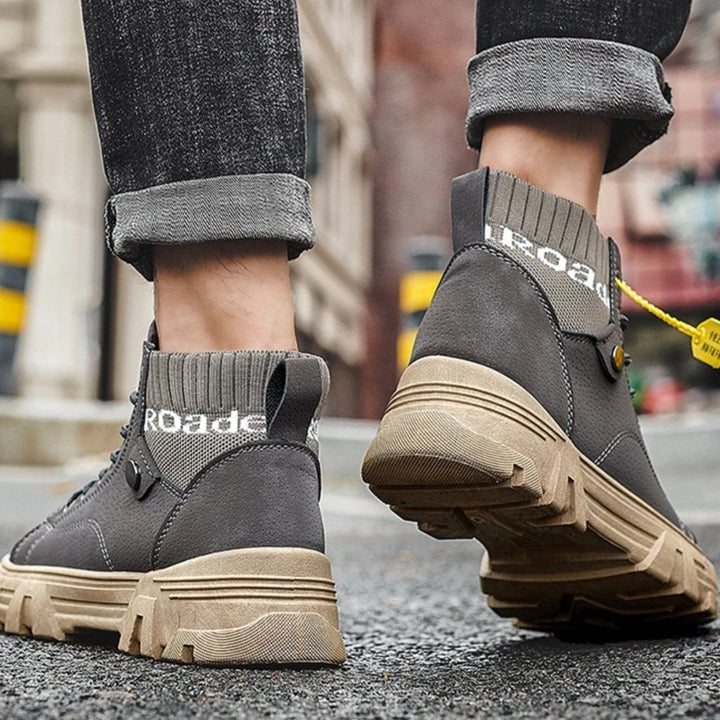 Drune | Schuhe Hohe Sneaker Strapazierfähige Sohle Schnürung Bequemer Rippkragen