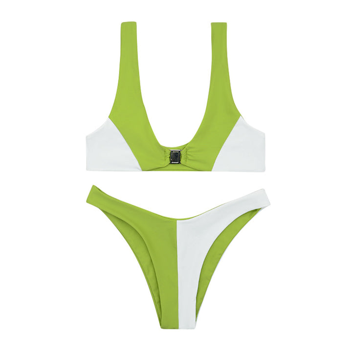 Damen Bikini mit modischem V-Ausschnitt und herausnehmbaren Polstern Drune