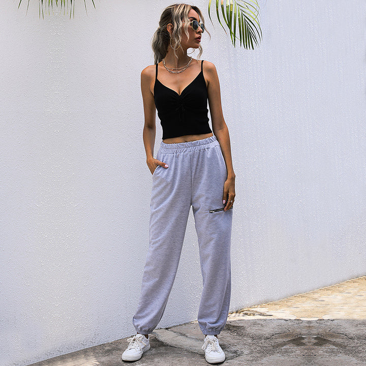 Damen Joggerhose im Relaxed-Fit mit elastischem Bund, Beinbündchen und Taschen Drune