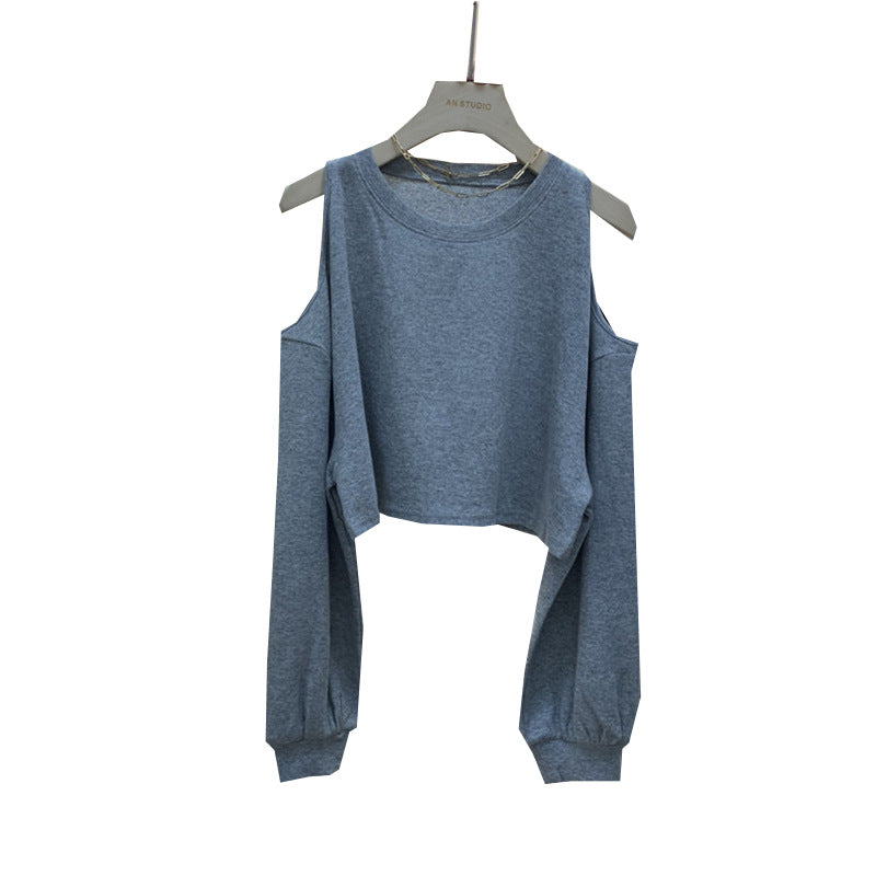 Damen lässiges Crop-Top mit langen Ärmeln Drune