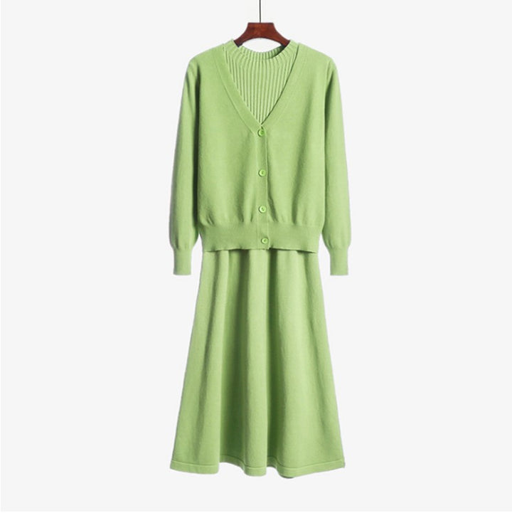 Damen Strickkleid mit passendem Cardigan Drune