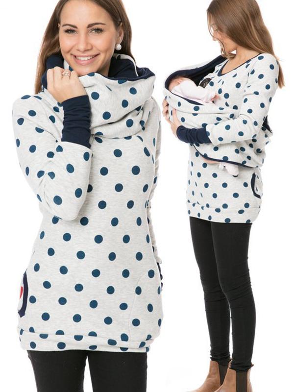 Drune Schwangerschafts-Chaps, Krankenschwester-Sweatshirts, Blumendruck, Taschen, Reißverschluss, Stillkleidung