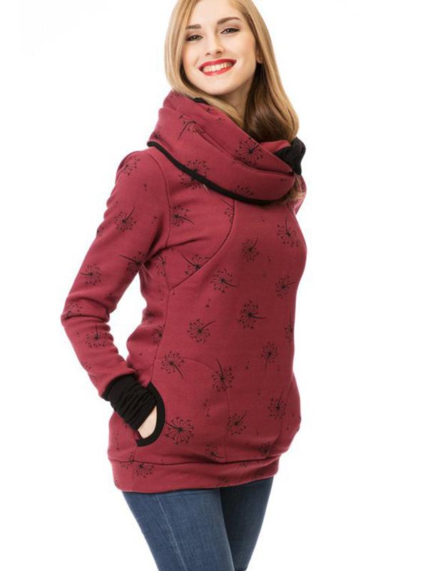 Drune | Schwangerschafts-Chaps, Krankenschwester-Sweatshirts, Blumendruck, Taschen, Reißverschluss, Stillkleidung