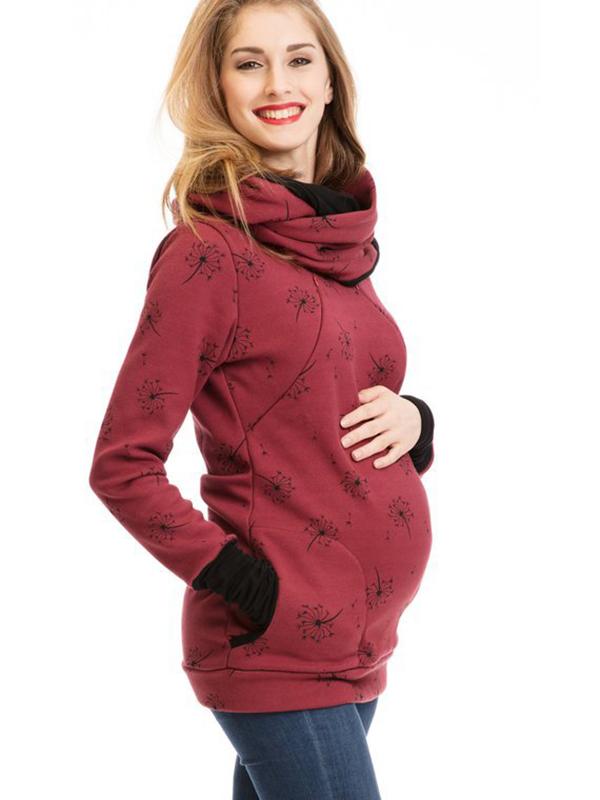Drune | Schwangerschafts-Chaps, Krankenschwester-Sweatshirts, Blumendruck, Taschen, Reißverschluss, Stillkleidung