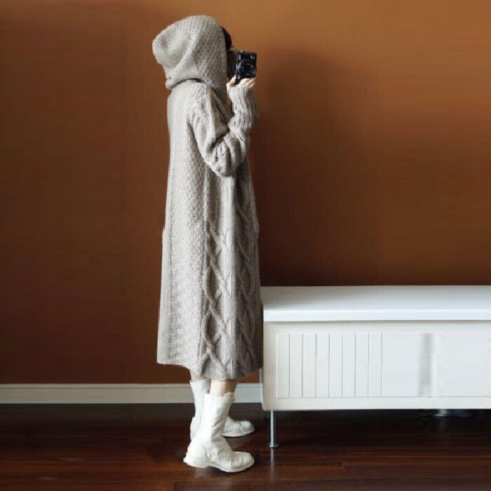 Damen Strickjacke mit Kapuze und strukturiertem Design Drune