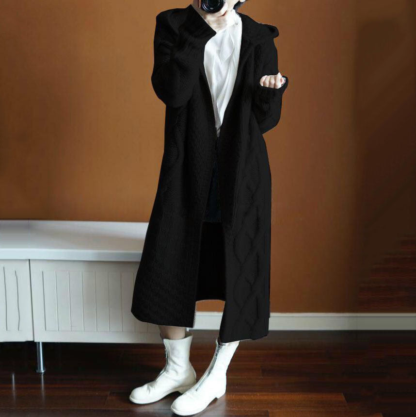 Damen Strickjacke mit Kapuze und strukturiertem Design Drune