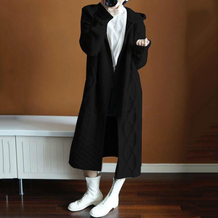 Damen Strickjacke mit Kapuze und strukturiertem Design Drune