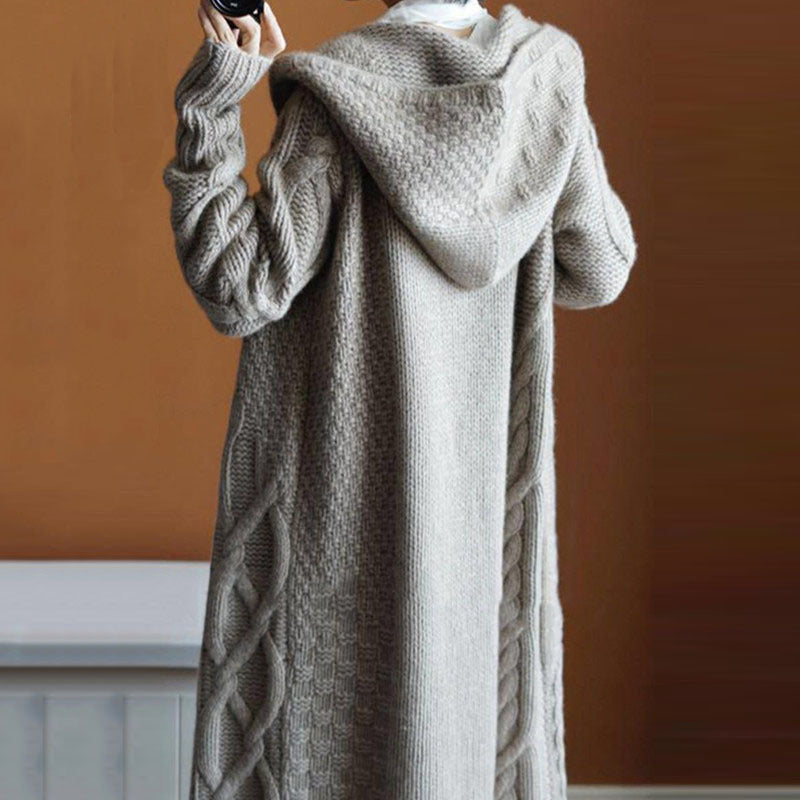 Damen Strickjacke mit Kapuze und strukturiertem Design Drune