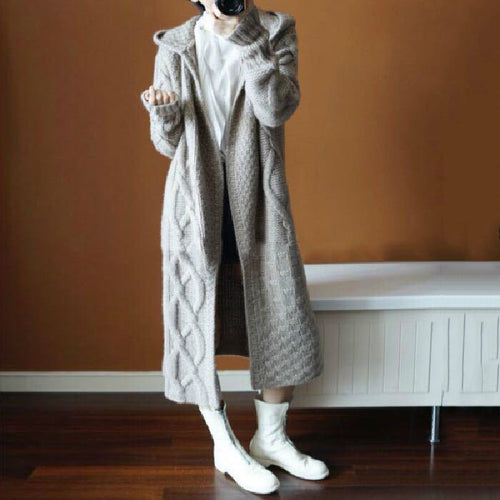 Damen Strickjacke mit Kapuze und strukturiertem Design Drune